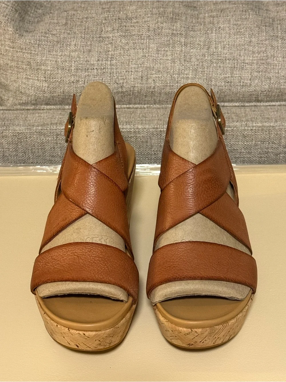 Women's Kork Ease Tan Leather Cork Wedge Sandals - Brand New, sz 9